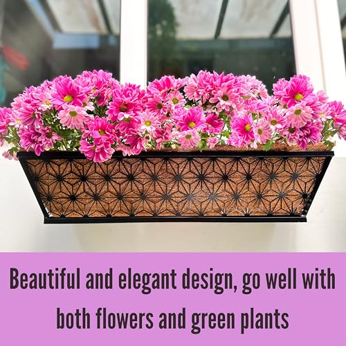 LaLaGreen Large Black Wall Planter (24 in, 2 Pack) Metal Window Boxes - size: 24" (61cm) x 2 pack