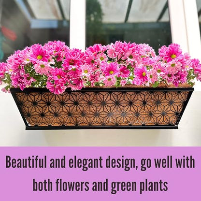 LaLaGreen Modern Black Wall Planter (24 in, 4 Pack) Window Flower Box - size: 24" (61cm) x 4 pack