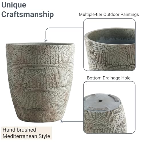 17.7"+13.7"+11.4" Weathered Concrete Planters with Drainage Hole Set of 3 - color: Gray, size: Set of 3