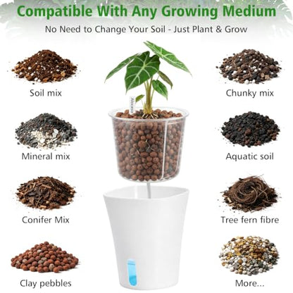 3 Inch Self Watering Pots for Indoor Plants, 10 Pack Clear Nursery Pots with Drainage & Water Level Indicator, Plant Pots for African Violet, Flowers, Herbs - size: 3 Inch