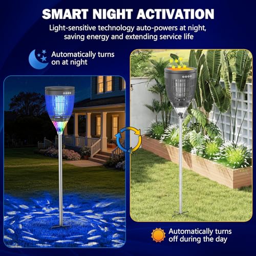 All‑in‑1 Solar Bug Zapper Outdoor, Electric Mosquito Killer Insect Trap - color: Gray
