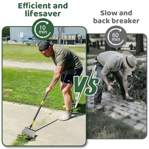 Garden Flat Shovel,74" Floor Weeding Scraper for Driveway Sidewalks, Floor Ice Snow Removal Tool for Outdoor Garden, Multifunctional Graden Shovel for Lawn Edging Weeding Chopping - size: 74"