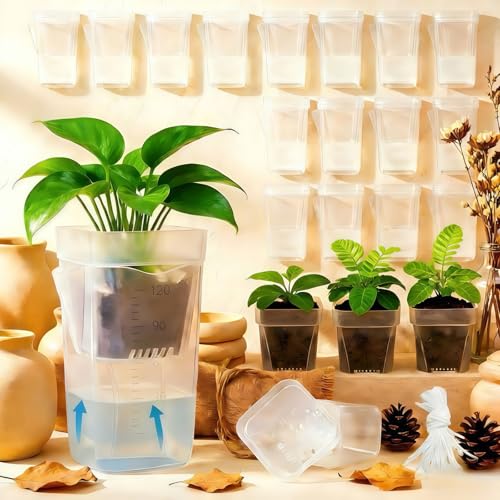 16 Pack 2" Mini Self Watering Pots Clear Deep Square Planters - size: 2"