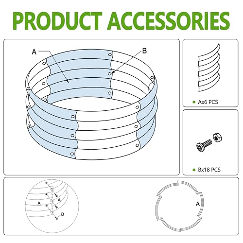 2PCS 3x3x1ft Galvanized Raised Garden Bed Kit-Round Garden Bed Outdoor Planter Box for Vegetables,Flowers,Herbs,Easy Assembly,Silver - size: 3x3x1(2PCS)