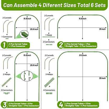 67pcs Garden Mesh Netting Kit, 6 Sets Wide Garden Hoops with Garden Covers - color: White+green
