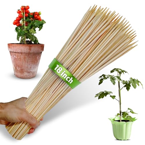 100pcs 18" Bamboo Plant Stakes 18 inch Long Skewers Sticks Wood Plant Supports Floral Wooden Sticks Indoor Gardening Supports Garden Stick, Sign Posting or Craft