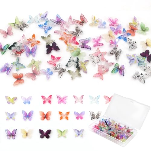 90Pcs Mini Resin Butterflies, Miniature Little Butterfy Decoration, Tiny Butterflies for DIY Crafts, Mini Resin Animals Figurines for Fairy Garden Micro Landscaping Decor - color: 90pcs Mini Butterflies