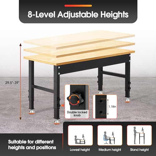 Antifir 48 * 20'' Adjustable Workbench, Heavy Duty Workstation - size: Rubber Pad|48"