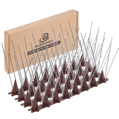 Boenoea Bird Spikes, Bird Devices Outdoor of Stainless Steel for Fence Windowsill Roof, Bird Deterrent Spikes for Small Bird and Squirrels (10FT) - size: 10 Feet