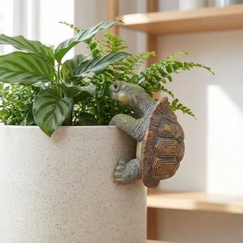 Turtle Statue for Outdoor Decor, Garden Turtle Figurine for Pond, Lawn, Patio, Resin Tortoise Ornament for Home & Yard - color: Climbing Turtle