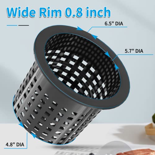 Net Pots for Hydroponics 5 Pack, 6 Inch Wide Lip Bucket Basket for Hydroponic Bucket and DWC Bucket System.