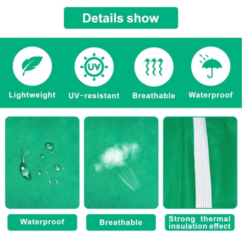 Eunika 2 PCS Plant Covers Freeze Protection w Zipper Drawstring,90.6"x78.7" - color: Green-XL-2