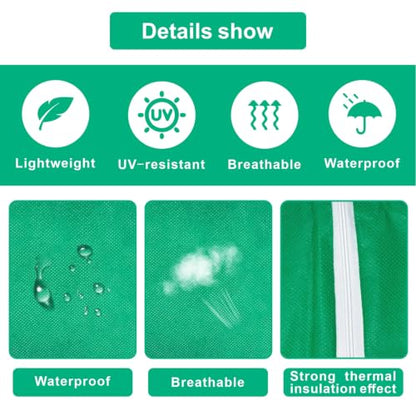 Eunika 2 PCS Plant Covers Freeze Protection w Zipper Drawstring,90.6"x78.7" - color: Green-XL-2