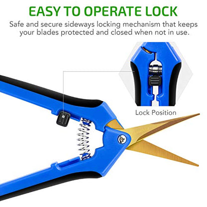 iPower GLPRNR6BLTI 6.5" Pruning Shear Hand Pruner for Gardening Potting with Titanium Coated Curved Precision Blades, 1-Pack, Blue - size: 1Pack, style: Blue