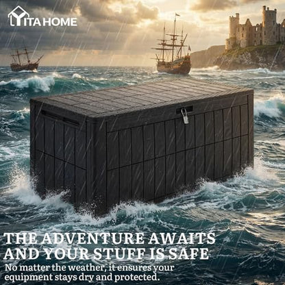 YITAHOME 110 Gallon Outdoor Deck Box - color: Black, size: 110 Gallon