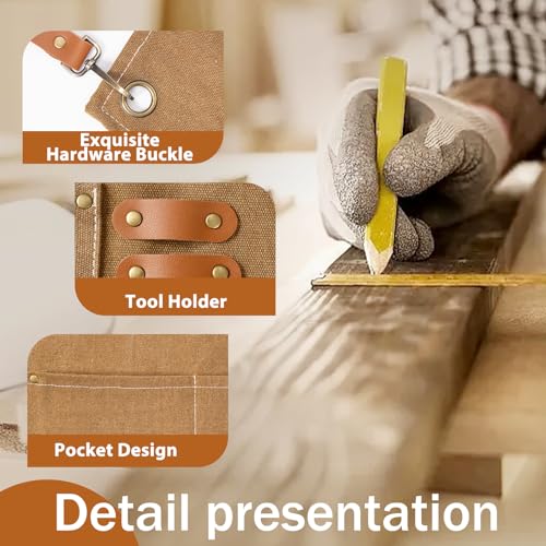 Woodworking Apron Heavy Wax Canvas Work Apron - color: Khaki