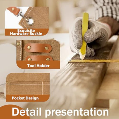 Woodworking Apron Heavy Wax Canvas Work Apron - color: Khaki