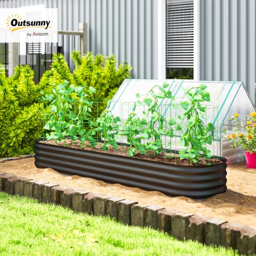 Outsunny 8' x 2' x 1' Galvanized Raised Garden Bed Kit, Dark Gray - color: Dark Gray, size: 8' x 2' x 1'