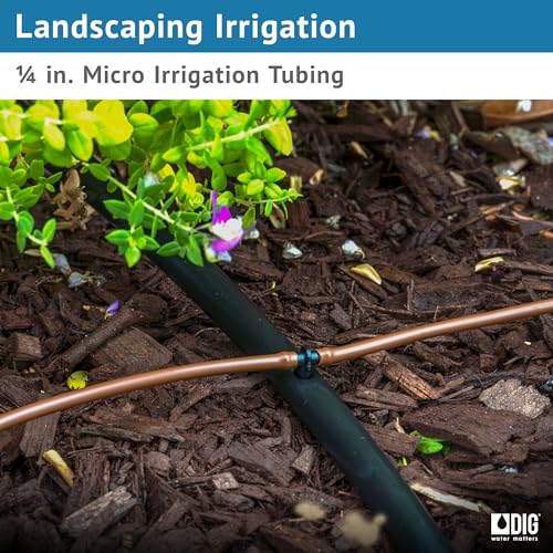 DIG B38100PB 100’ ¼” Polyethylene Tubing (.170 ID x .250 OD) | Blank Tubing for Drip Irrigation | Durable, UV-Resistant Feeder Line for Gardens, Landscaping, Irrigation Projects (Brown)