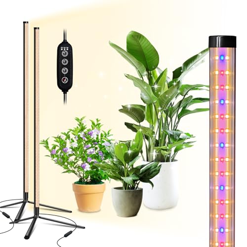 Standing Grow Light, 42W Full Spectrum Vertical, 4FT Timer, 2 Pack