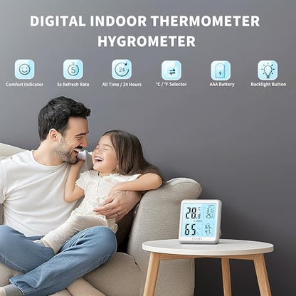 DOQAUS Digital Hygrometer Indoor Thermometer Humidity Meter with Backlight