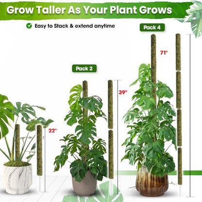 DUSPRO 2 Pack 22" Black Stackable Mesh Moss Pole for Plants - color: 2pcs Black