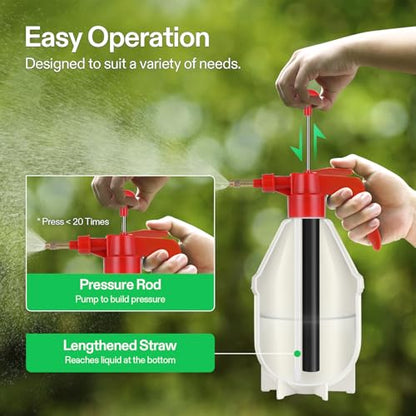 VIVOSUN 50oz Pump Sprayer, Handheld Garden Water Sprayer Bottle (Pack of 2) - color: Red, size: 50oz (Pack of 2)