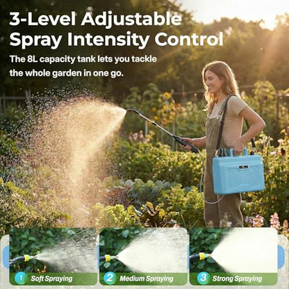 Battery Powered Sprayer 1.35 Gallon, Upgrade Electric Sprayer with Ergonomic Handle for Retractable Wand, Force Indicator, Adjustable Shoulder Strap for Garden, Weed Lawn and Cleaning - size: 1.35Gallons