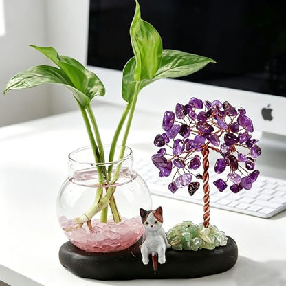 Mini Plant Propagation Station, Amethyst Tree Hydroponic Glass Vase - color: Amethyst