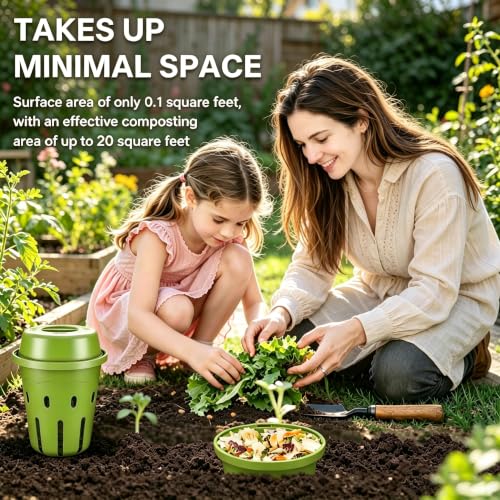 4-Pack Mini Inground Worm Composter, Underground Worm Farm with Aeration & Animal-Proof Lid, Organic Vermicomposting Container for Garden, Raised Beds & Yard, Easy for Beginners, Green - size: 4-pack