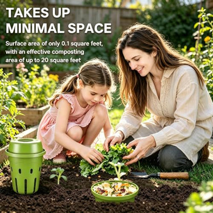 2-Pack Mini Inground Worm Composter, Underground Worm Farm with Aeration & Animal-Proof Lid, Organic Vermicomposting Container for Garden, Raised Beds & Yard, Easy for Beginners, Green - size: 2-pack
