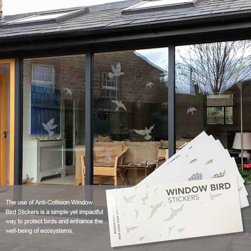 Anti Collision Window Bird Stickers Decals Glass Door Protect and Save Bird Strikes (Reflective) - color: Reflective