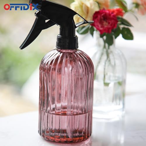 OFFIDIX Glass Spray Bottle, Plant Mister 13.5 oz Adjustable Nozzle Amaranth - color: G-Amaranth