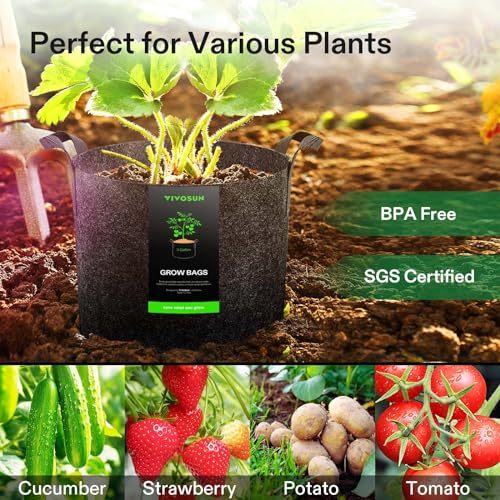 VIVOSUN 20-Pack 3 Gallon Plant Grow Bags Fabric Pots with Handles - size: 3 Gallons, style: 20-Pack
