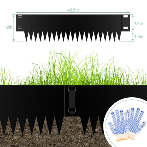 Landscape Edging 12 inch Height, Metal Edging, Black - size: 12 Inch 6Pcs