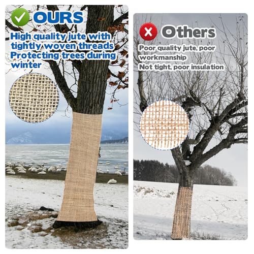 YEXEXINM 2 Pack Burlap Plant Covers Freeze Protection,15ftx40in Burlap Fabric Bags,Natural Burlap Plant Blankets,Plant Covers Freeze Protection for Winter Outdoor Bushes Trees Potted Plants