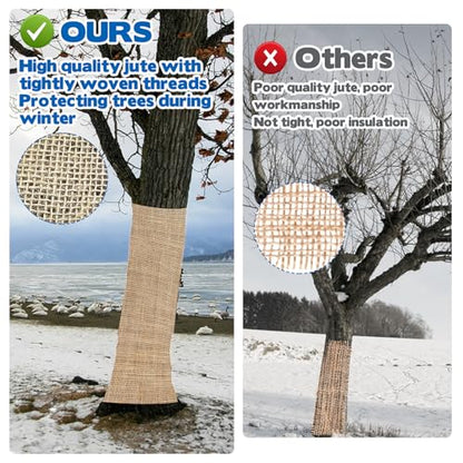 YEXEXINM 2 Pack Burlap Plant Covers Freeze Protection,15ftx40in Burlap Fabric Bags,Natural Burlap Plant Blankets,Plant Covers Freeze Protection for Winter Outdoor Bushes Trees Potted Plants