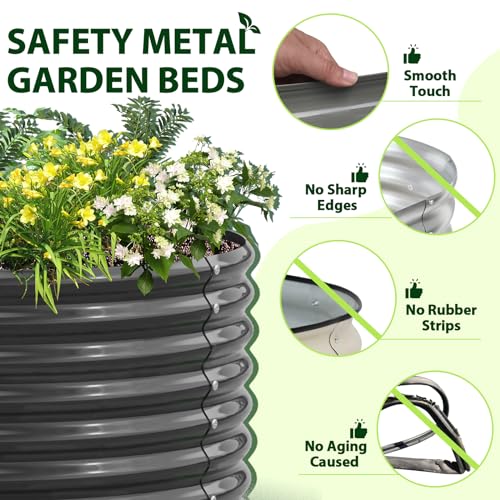 Anleolife 8x4x2ft Oval Deep Root Galvanized Raised Garden Bed, Quartz Grey - color: Quartz Grey-oval Round, size: 96x48x24'' Tall