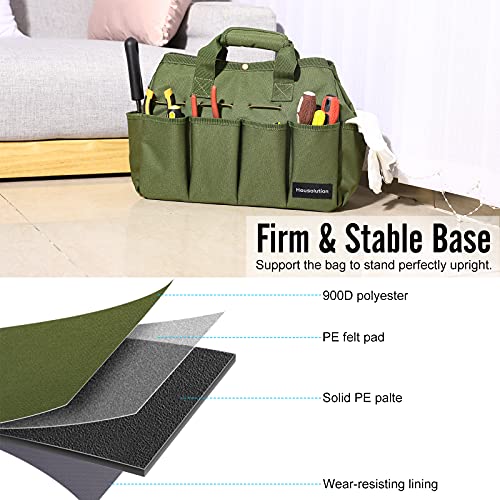 Housolution 14Inch Garden Tote Bag, 900D Standable, Dark green - color: Dark Green