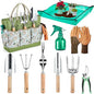 10-Piece Heavy Duty Garden Tool Set Green Gardening Essentials - color: Green