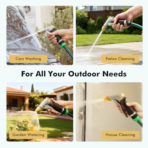 RESTMO Metal Water Hose Nozzle, High Pressure Garden Sprayer, Brown - color: Brown