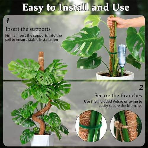 2 Pack 48" Monstera Plants Bendable Moss Pole for Climbing