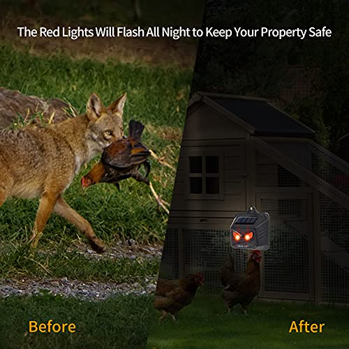 MAGIC CAT 4 Pack Solar Animal Repeller Outdoor, 2024 Nocturnal Animal Predator Deterrent with Red Lights, Waterproof Skunk Deer Coyote Raccoon Squirrel Cat Repellent for Garden Yard Farm Chicken Coop