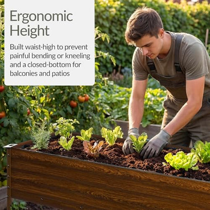 Best Choice Products 48x24x30in Galvanized Raised Garden Bed, Metal Elevated Planter Box, Vegetable Garden for Backyard, Patio, Balcony, 100% Non Toxic Materials - Wood Grain - color: Wood Grain, size: 48x24x30in