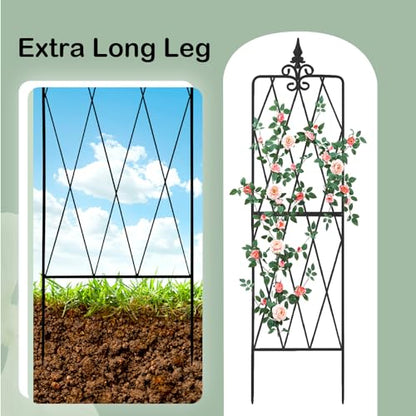 62"x15" Metal Garden Trellis, Black, Durable Powder-Coated, 2 Pack