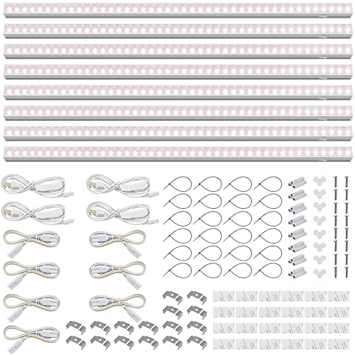 Barrina T5 Grow Lights for Indoor Plants, Full Spectrum, 2FT, 8 Packs - color: Pinkish White, size: 2ft-white Cover