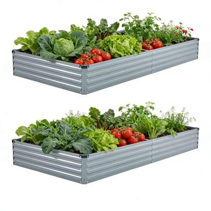 Foxlang 8x4x1ft(2 PCS) Galvanized Raised Garden Bed - color: Gray