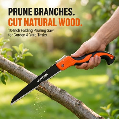 10-Inch Folding Pruning Saw, SK5 Blade, Triple-Cut Teeth for Branch Cutting - size: 10 Inch
