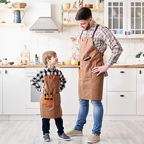 NEOVIVA Work Apron for Kid Boys with Pockets,Canvas Tool Apron for Kids - color: Golden Rod