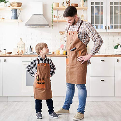 NEOVIVA Work Apron for Kid Boys with Pockets,Canvas Tool Apron for Kids - color: Golden Rod
